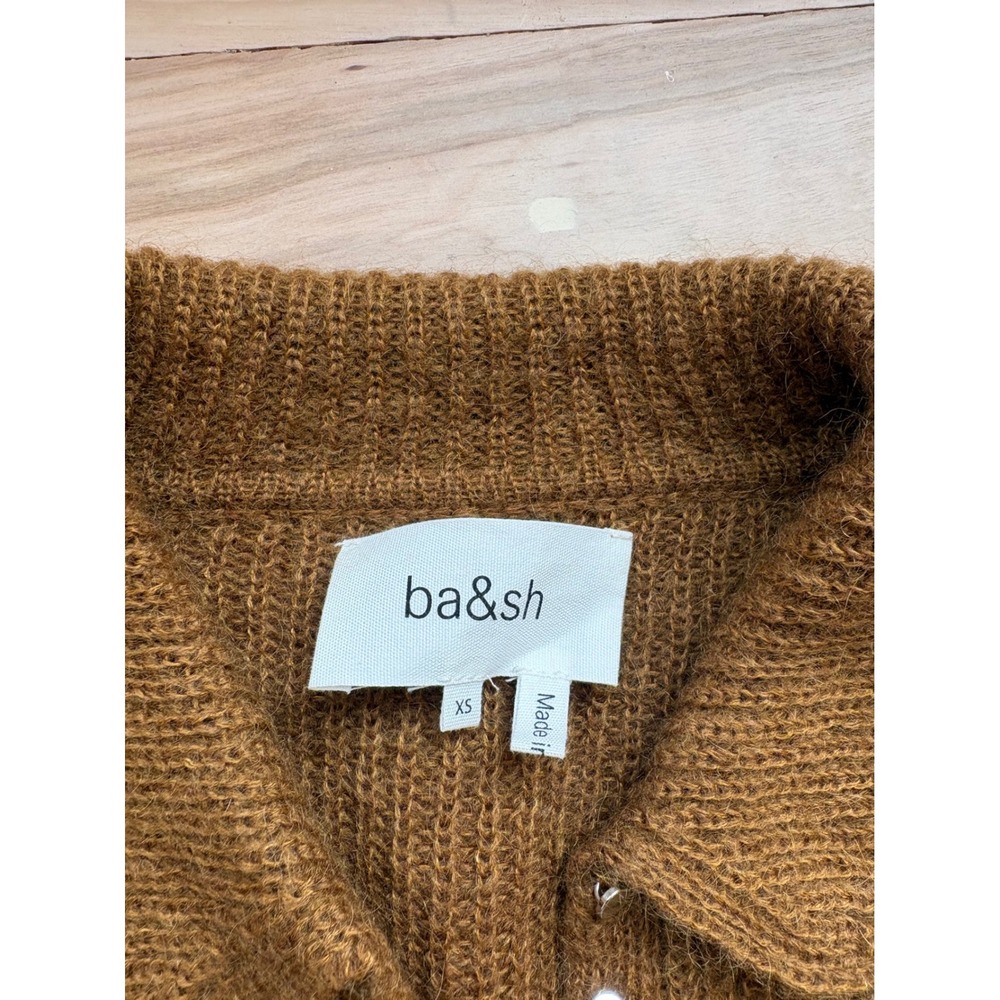 Ba&sh Tilte Jumper Brown Mohair Wool Puff Sleeve Peter Pan Collar Sweater XS Lux - Picture 4 of 12